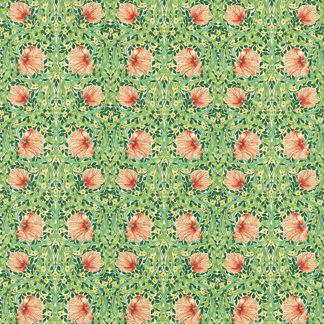 Pimpernel Shamrock/Watermelon Fabric By Morris & Co