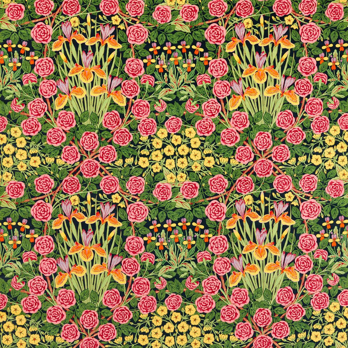 Campanula Sunburst/Ebony Fabric By Morris & Co