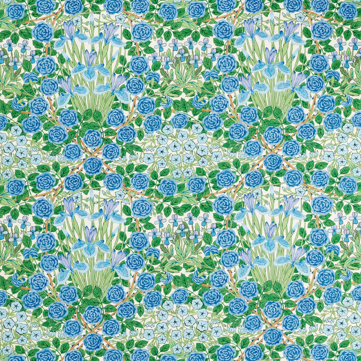 Campanula Peacock/Opal Fabric By Morris & Co