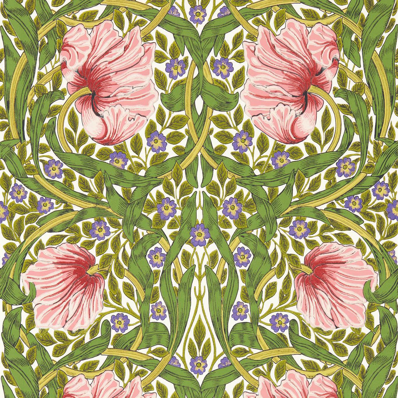 Pimpernel Sap Green/Strawberry Wallpaper MVOW217333 by Morris & Co