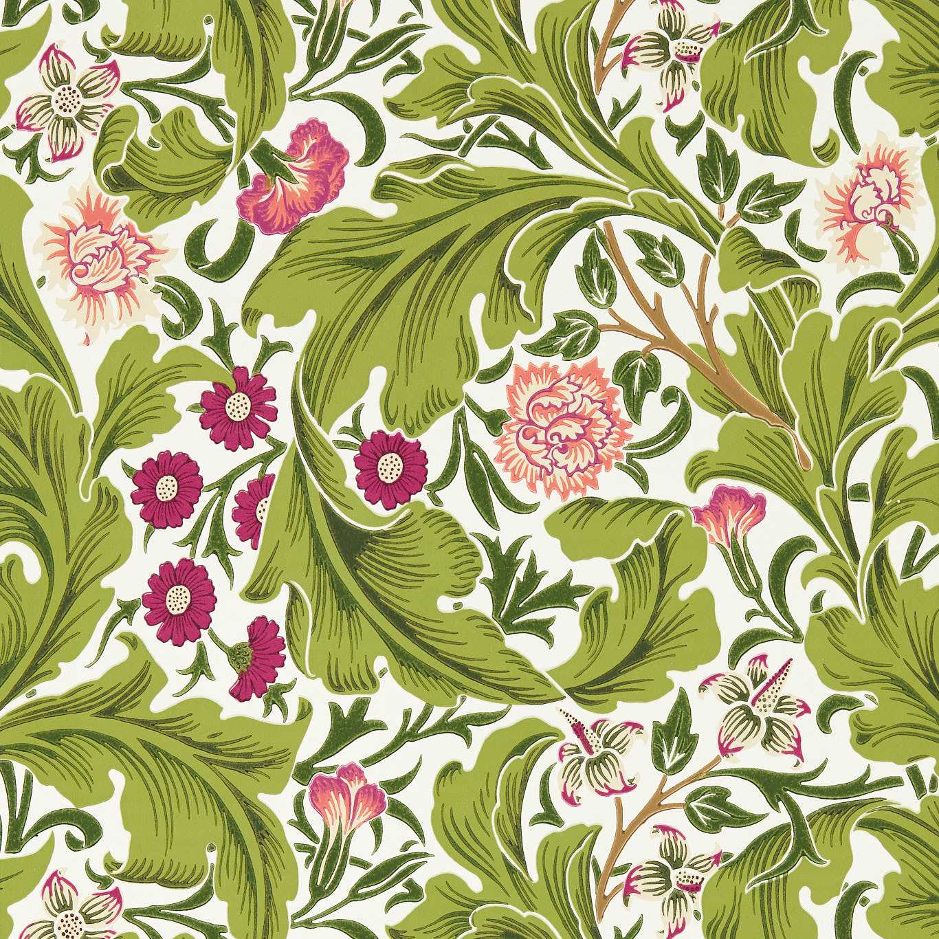 Leicester Sour Green/Plum Wallpaper MVOW217334 by Morris & Co
