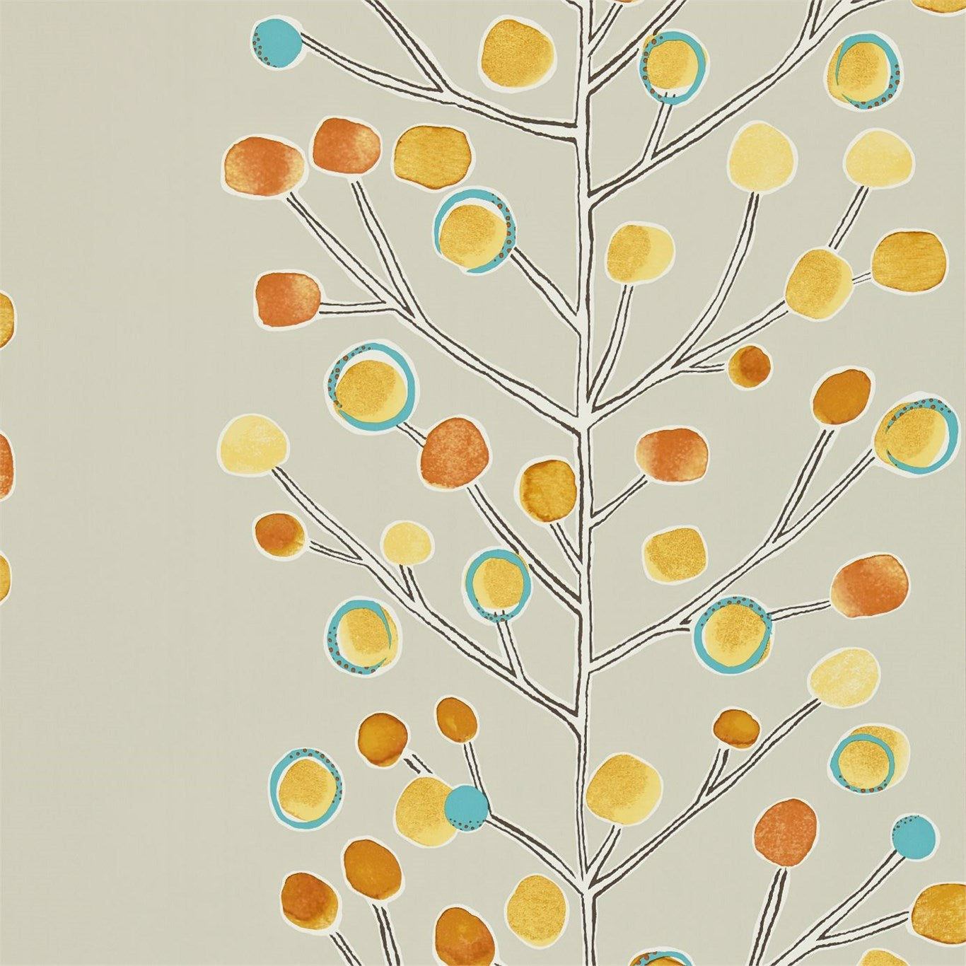 Berry Tree Neutral Tangerine Powder Blue And Lemon Wallpaper NMEL110203 by Scion