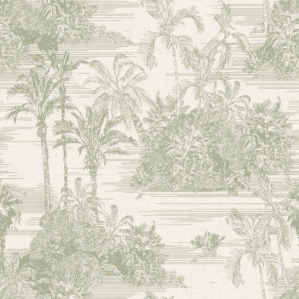Tropical Toile Wallpaper M37304 by Muriva