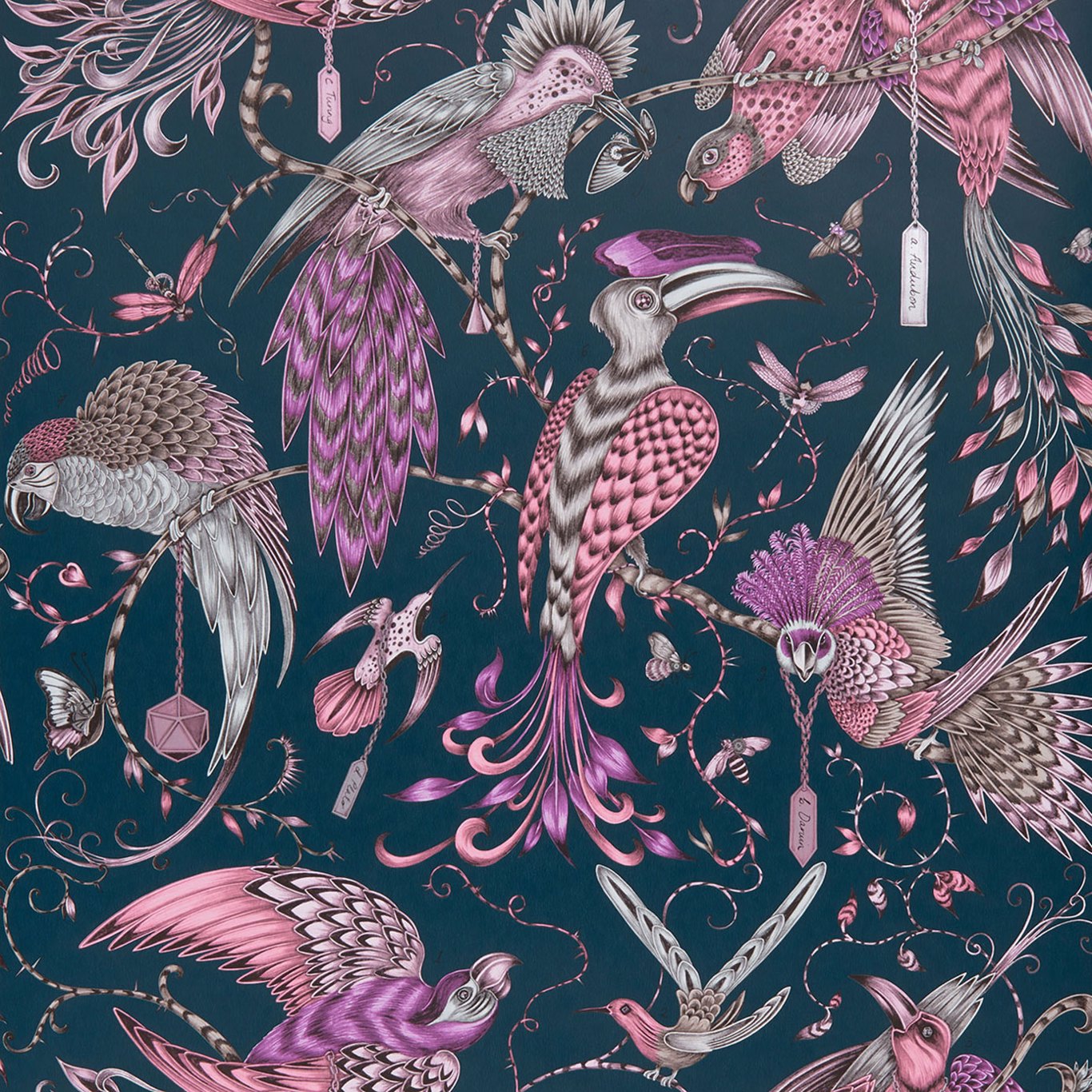 Audubon Pink Wallpaper W0099/04 by Emma Shipley
