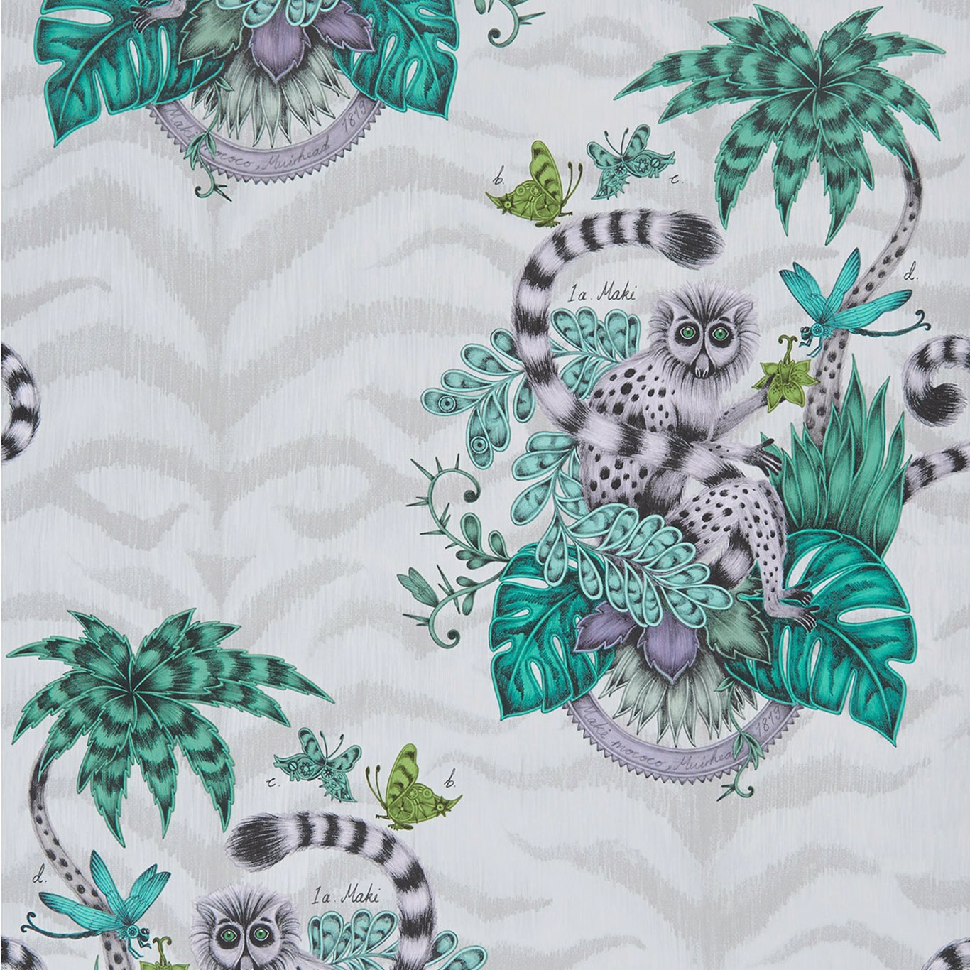 Lemur Jungle Wallpaper W0103/01 by Emma Shipley