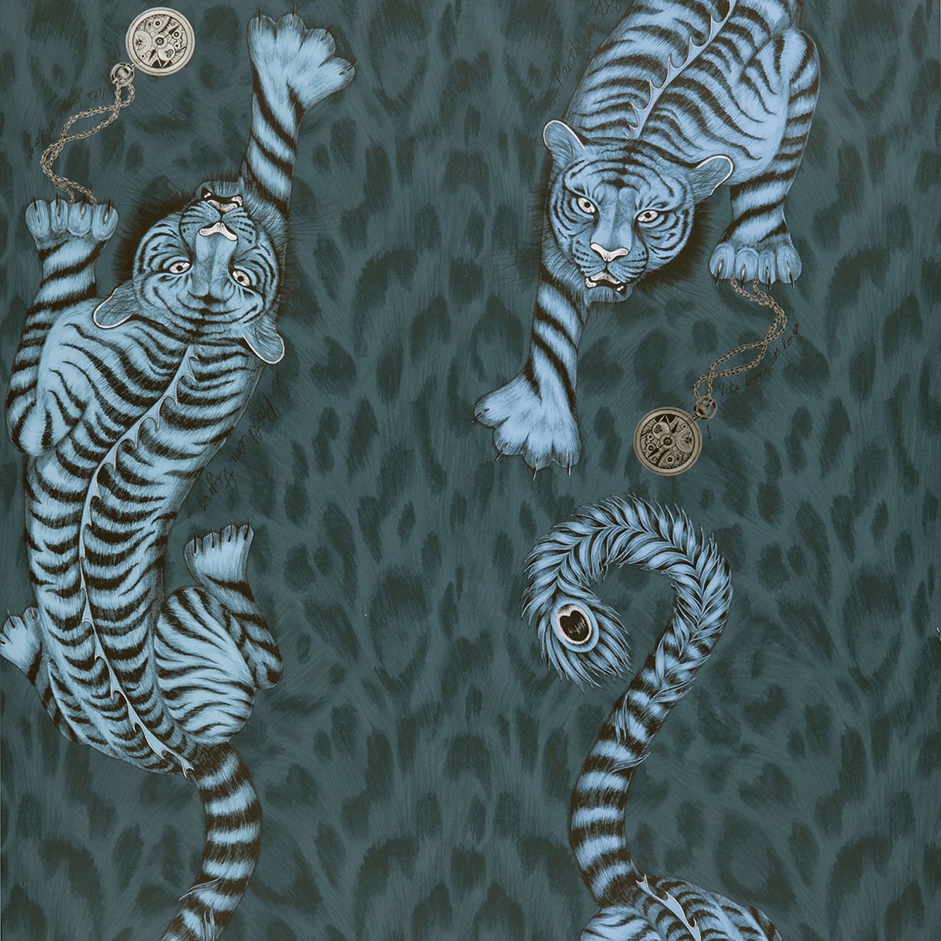Tigris Navy Wallpaper W0105/03 by Emma Shipley