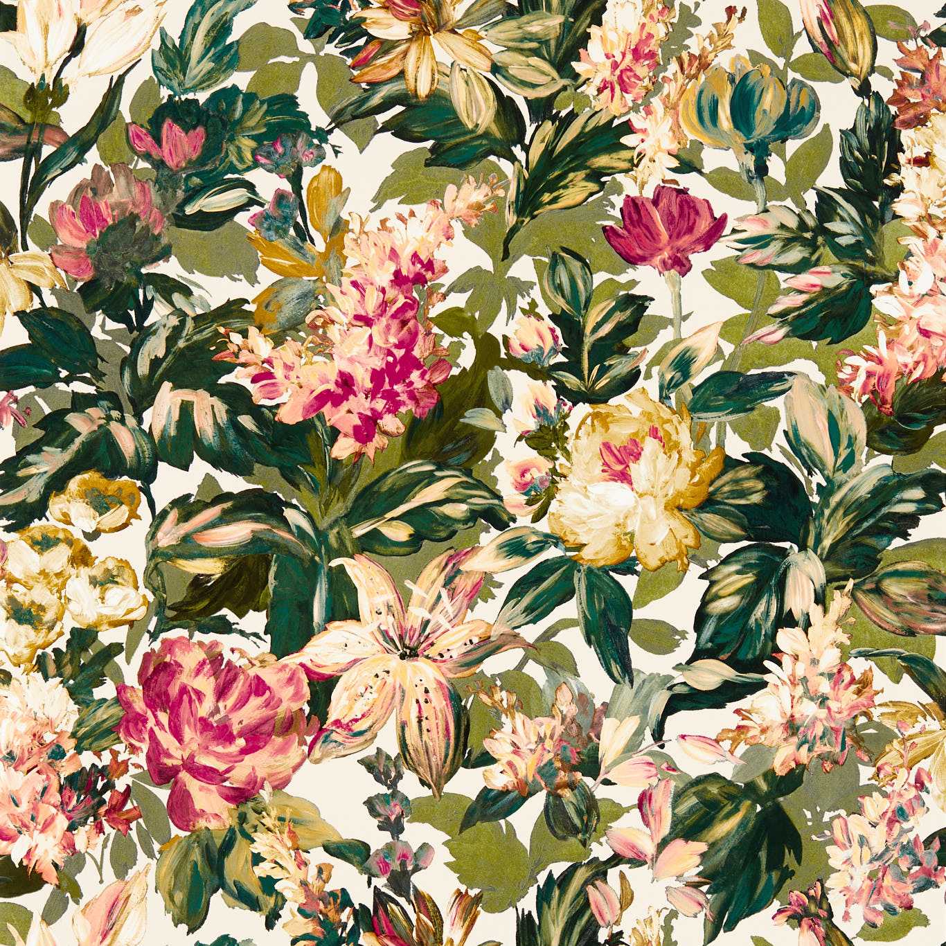 Lilum Olive/Raspberry Wallpaper W0158/03 by Clarke & Clarke