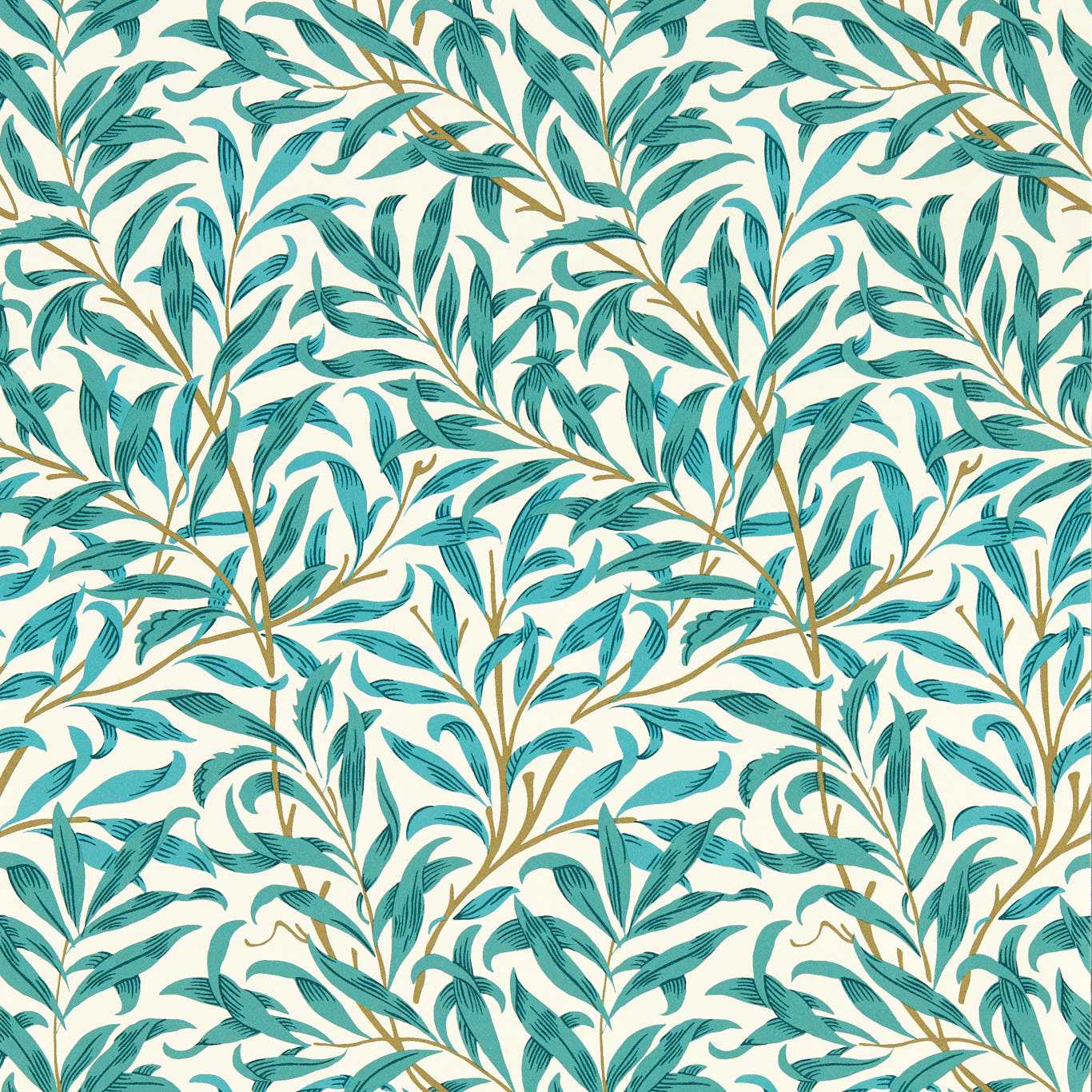 Willow Boughs Teal Wp Teal Wallpaper W0172/05 by Clarke & Clarke
