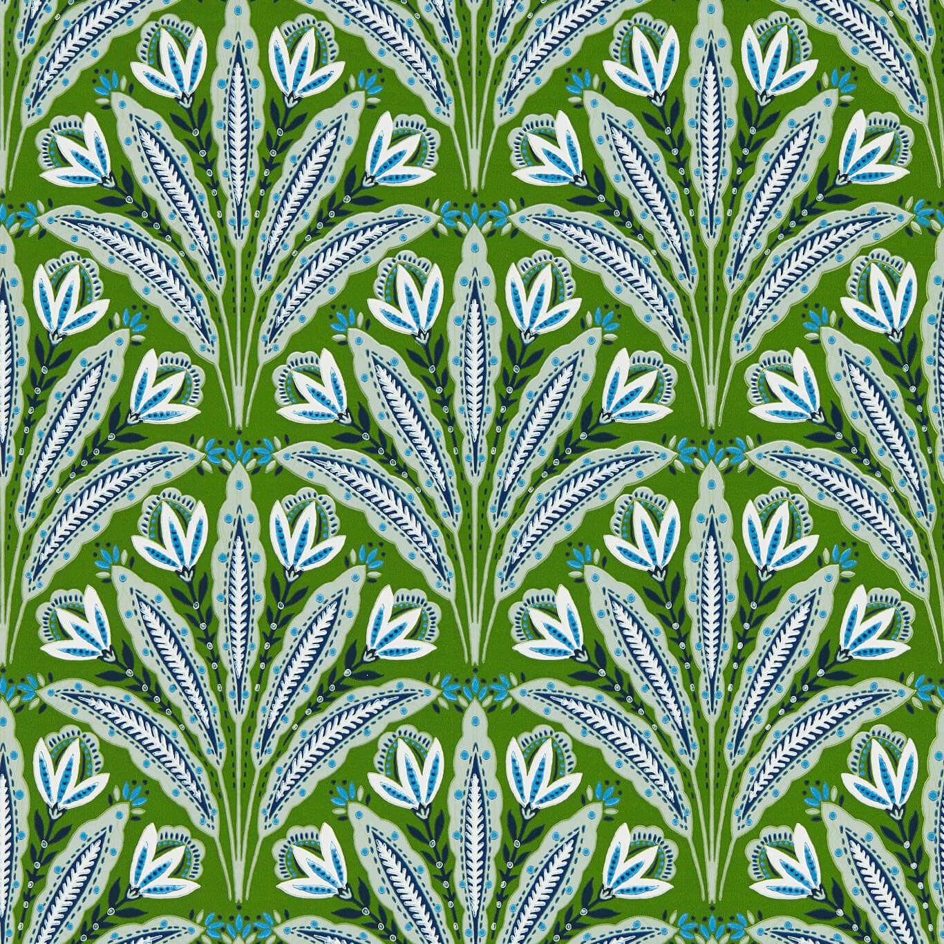 Attingham Cobalt/Green Wp Cobalt/Green Wallpaper W0193/01 by Clarke & Clarke