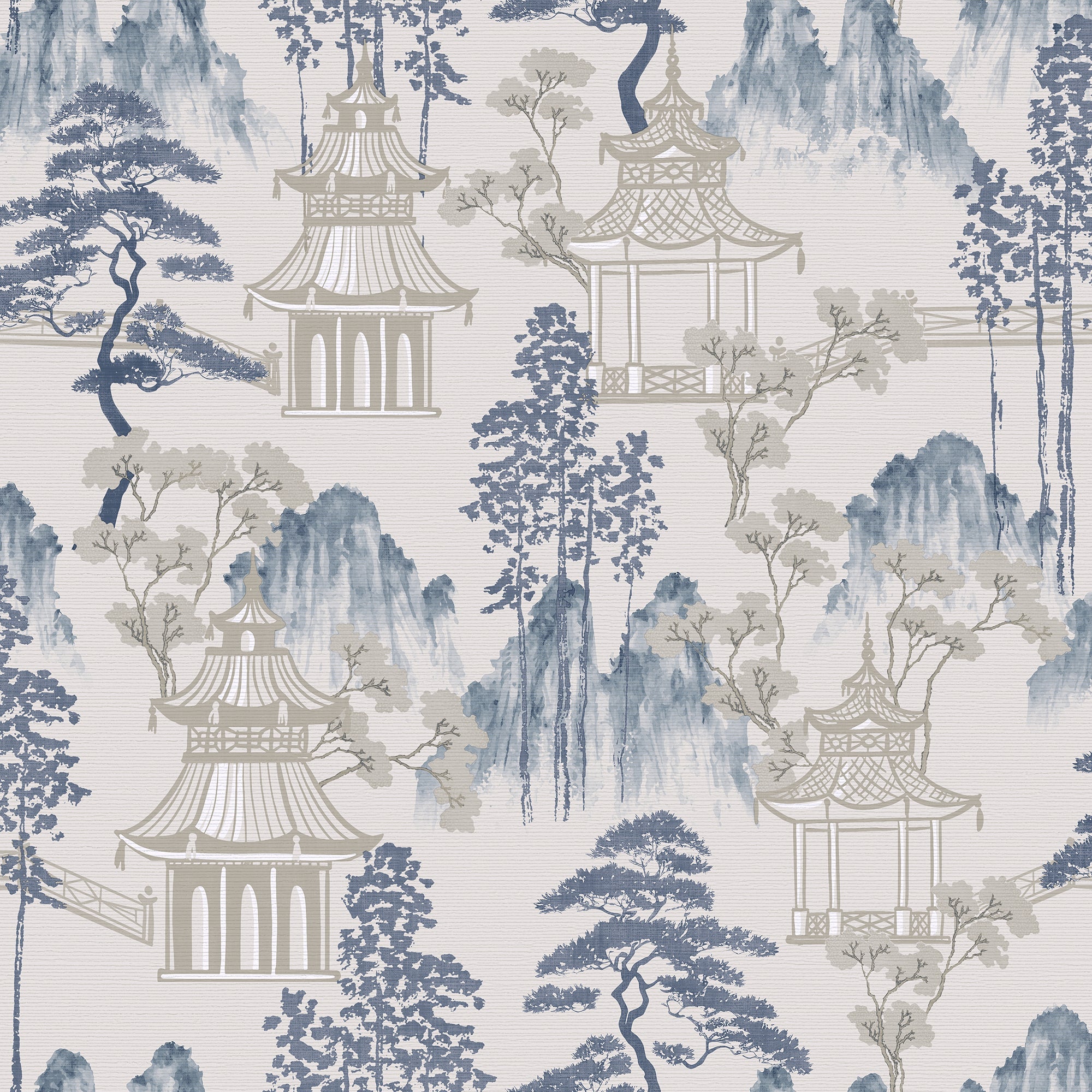 Japanese Pagoda Blue Grey sw12 by Arthouse