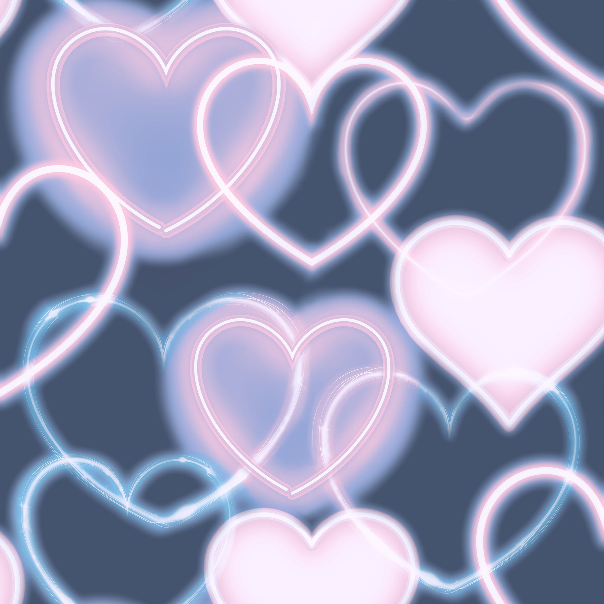 Neon Heart Wall Navy Pink by Arthouse