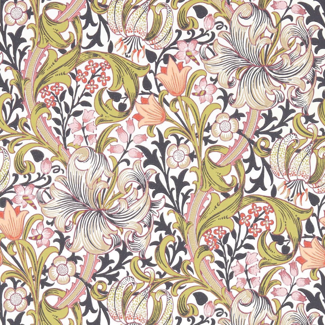 Golden Lily Espresso Wallpaper AARC510015 by Morris & Co