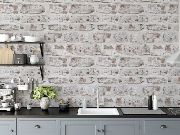 Artistick White Washed Wall Wallpaper 300204 by Arthouse