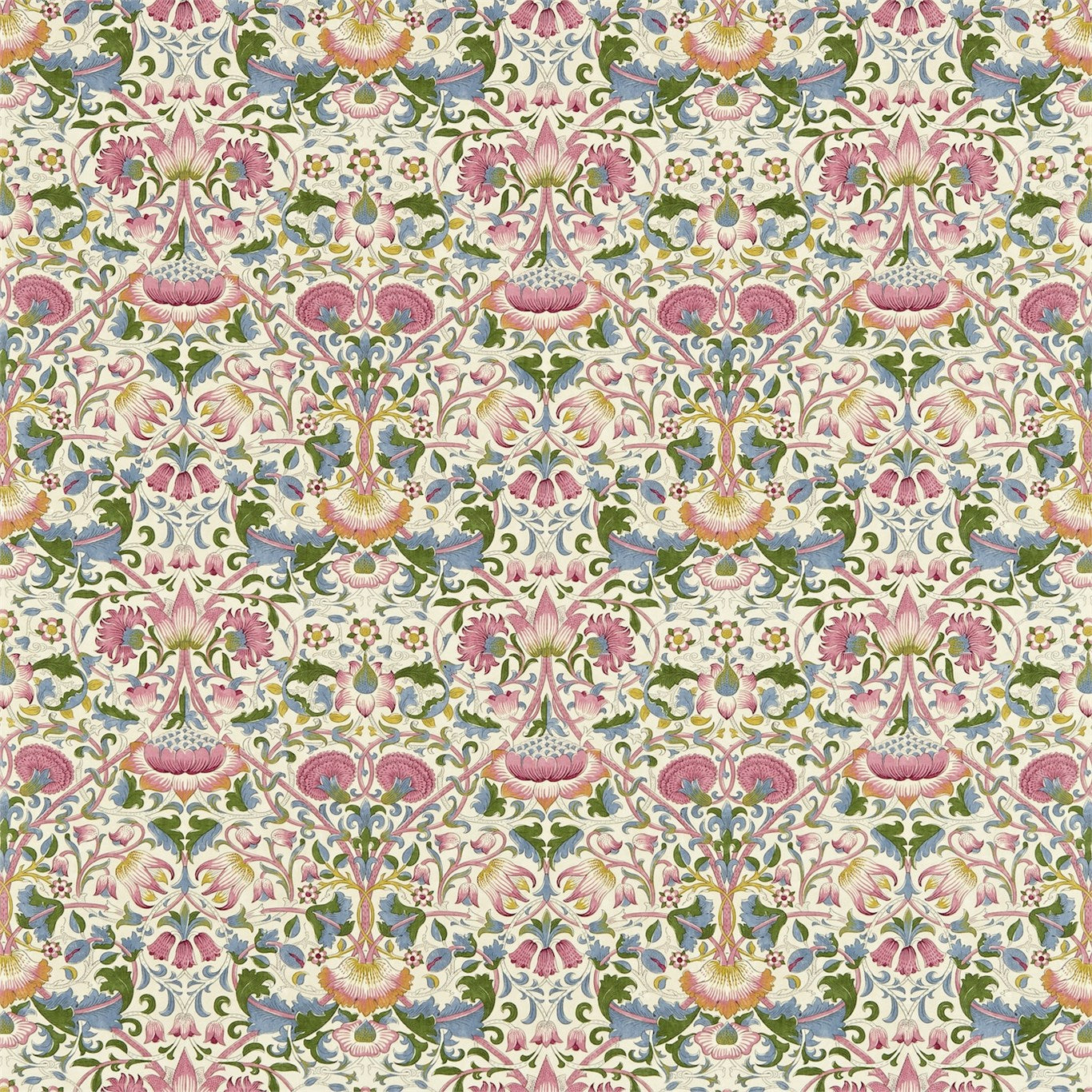 Lodden 222525 Blush/Woad Fabric By Morris & Co