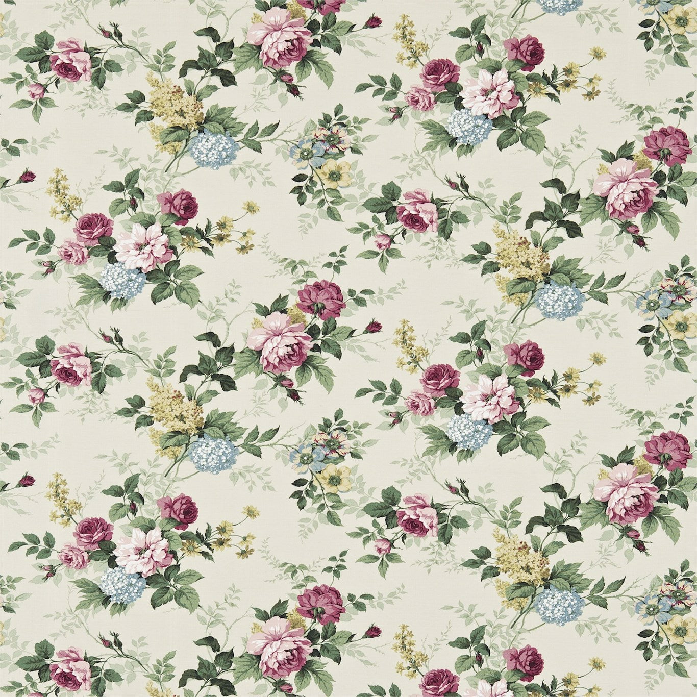 Rosamund Green/Pink Fabric By Sanderson