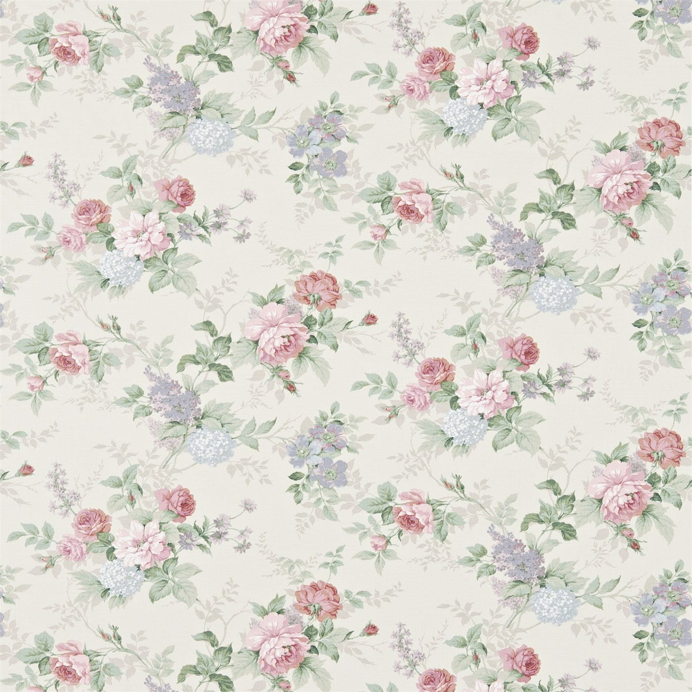 Rosamund Cream/Lilac Fabric By Sanderson
