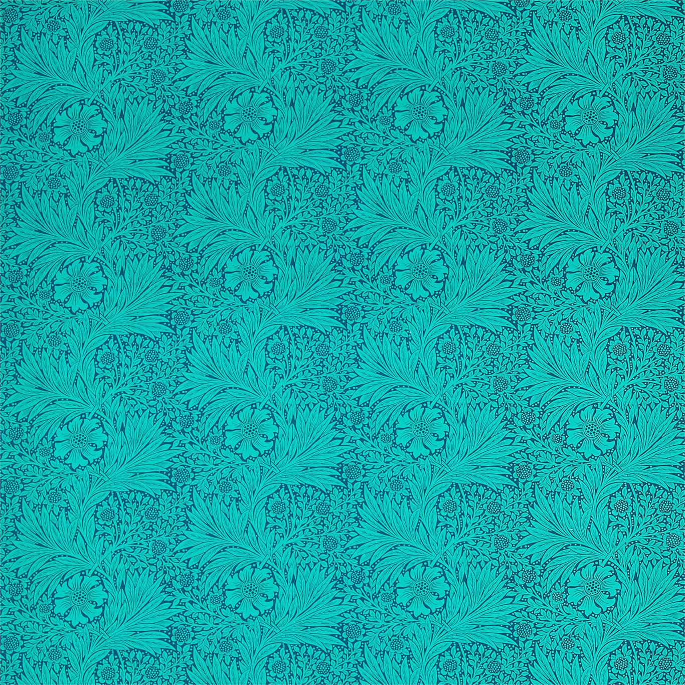Marigold Navy/Turquoise Fabric By Morris & Co