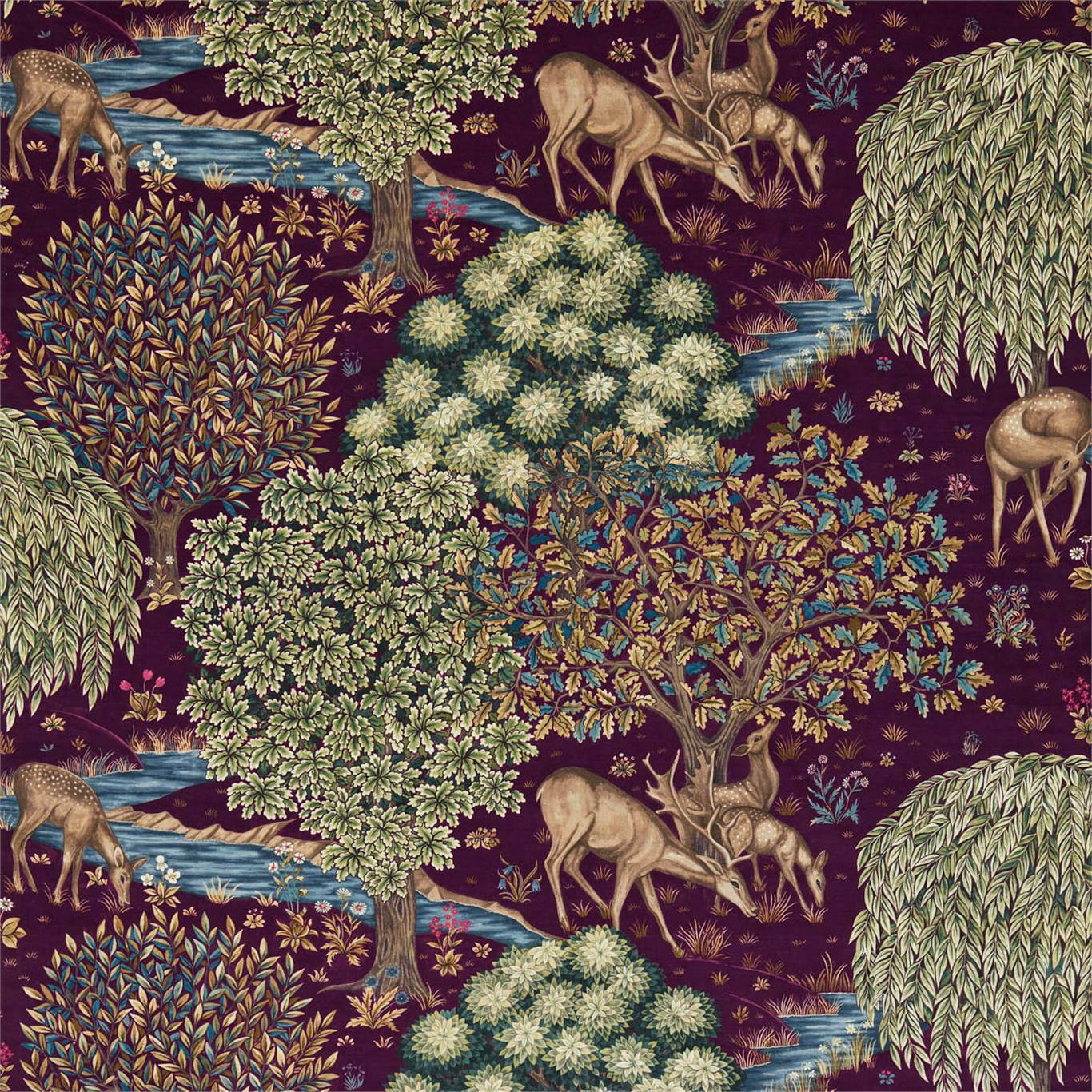 The Brook Tapestry Red Fabric By Morris & Co