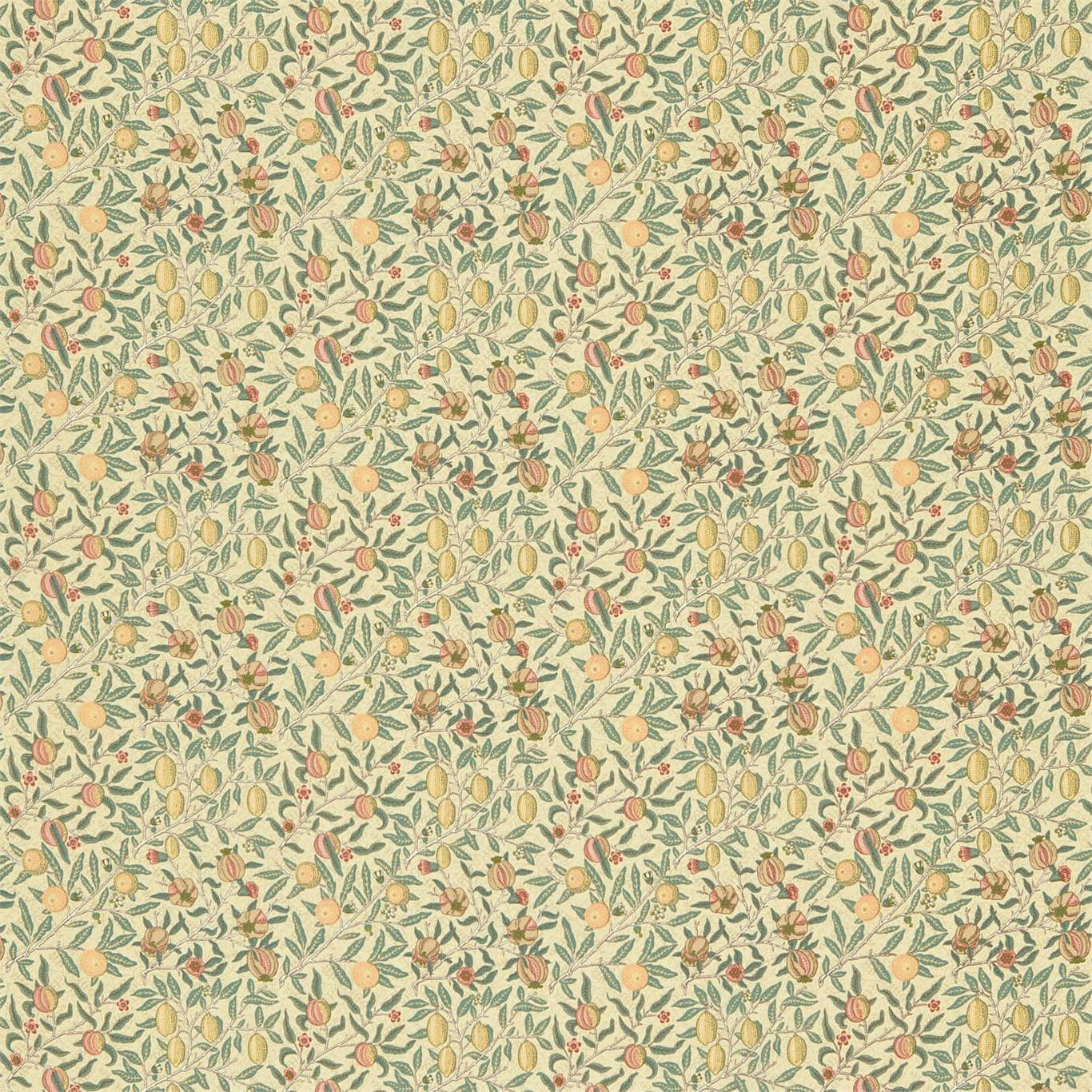 Fruit Minor Ivory/Teal Fabric By Morris & Co