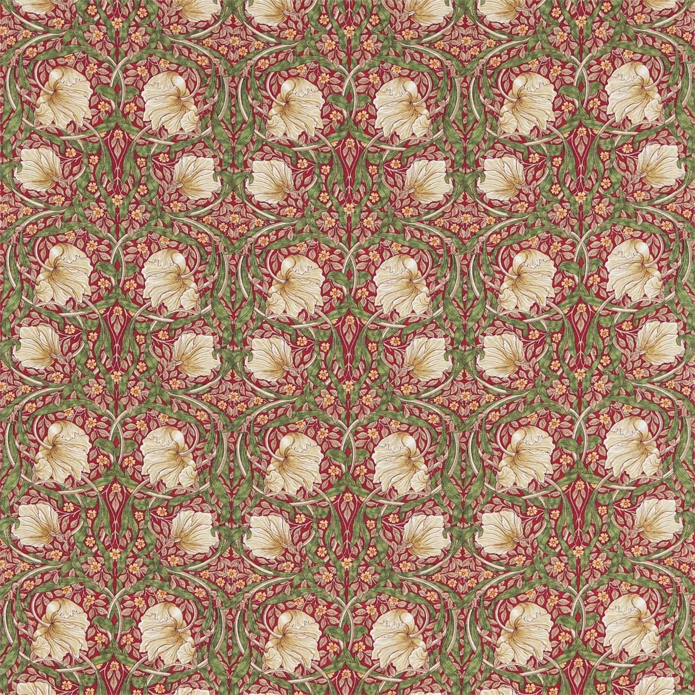 Pimpernel Red/Thyme Fabric By Morris & Co