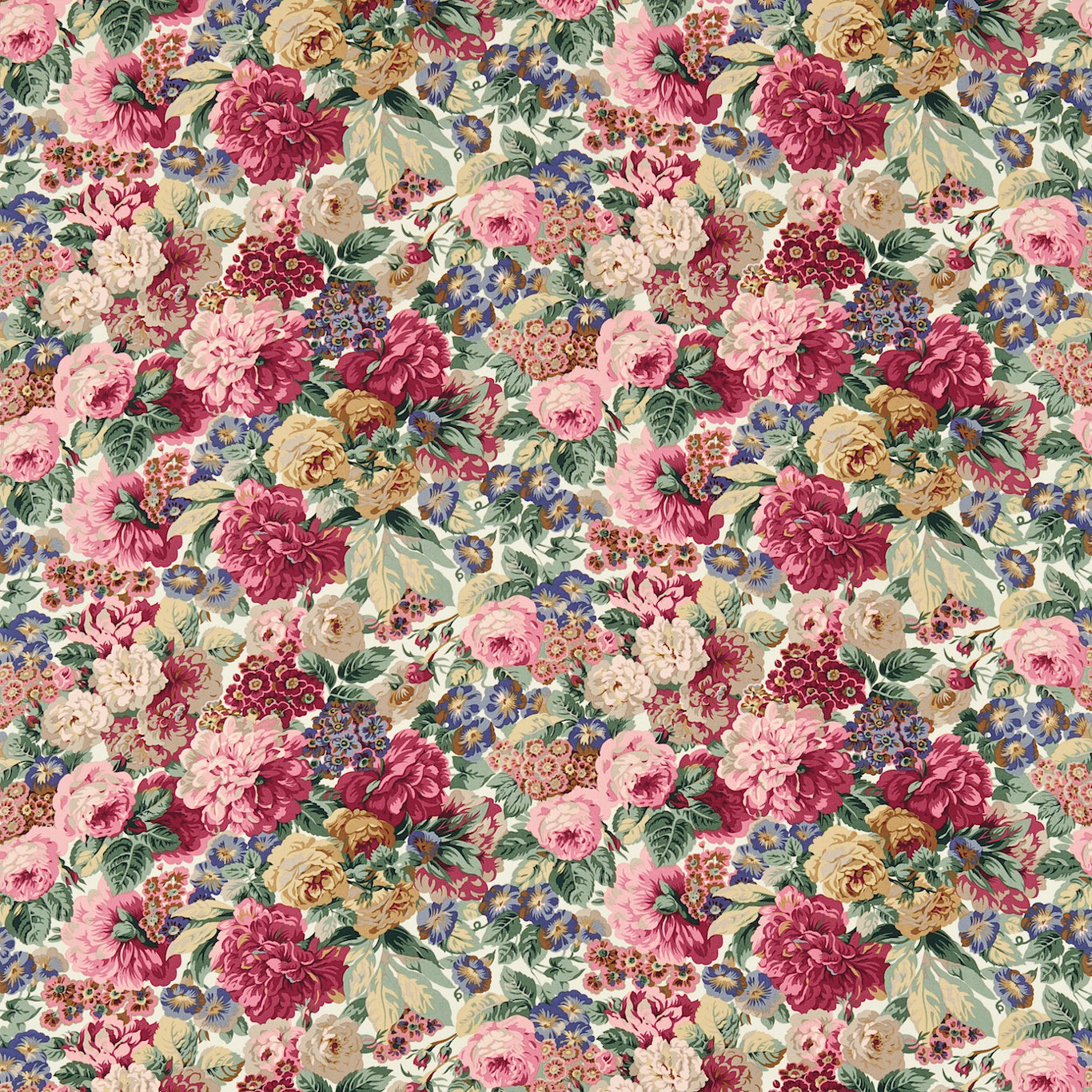 ROSE AND PEONY RED (COTTON) Fabric By Sanderson