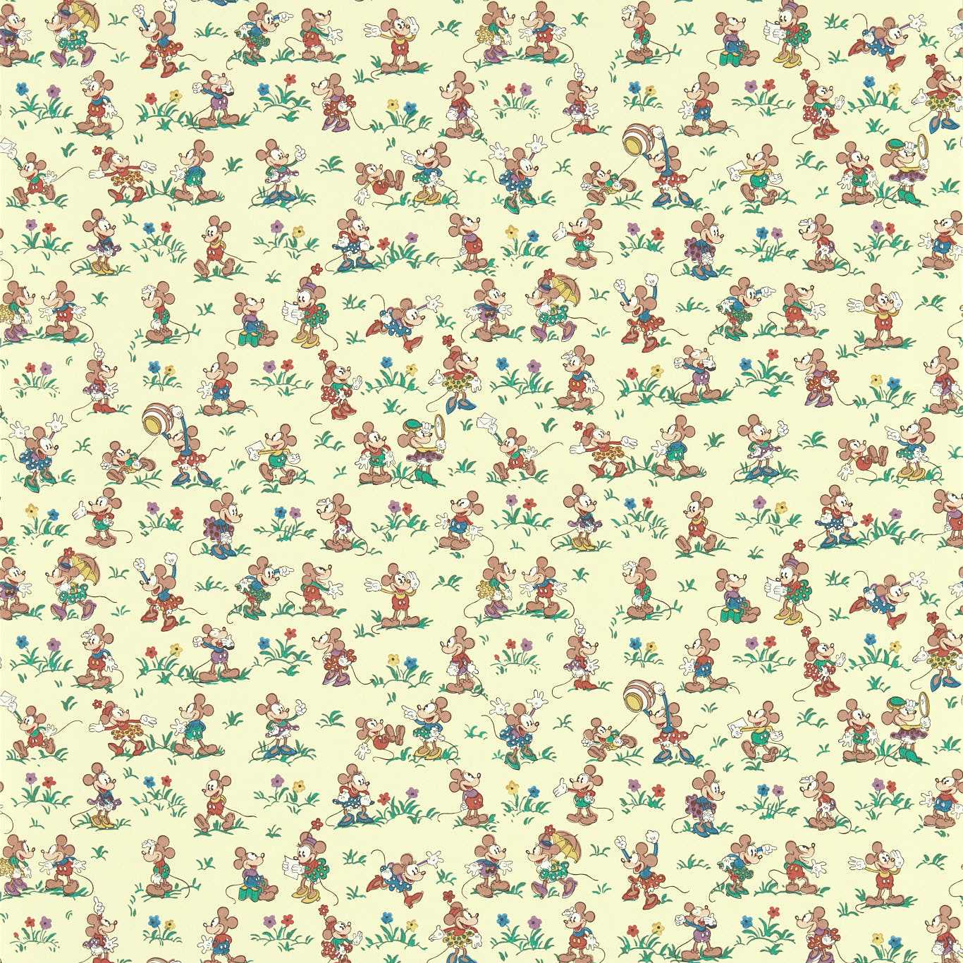 Mickey & Minnie Rhubarb & Custard Wallpaper DDIW217262 by Sanderson