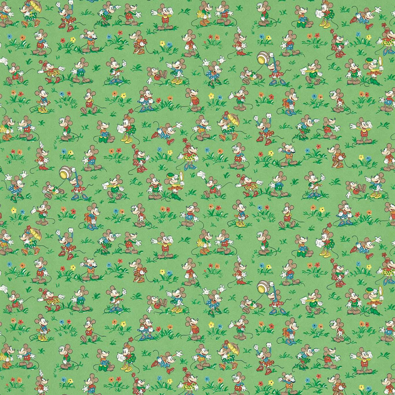 Mickey & Minnie Gumball Green Wallpaper DDIW217265 by Sanderson