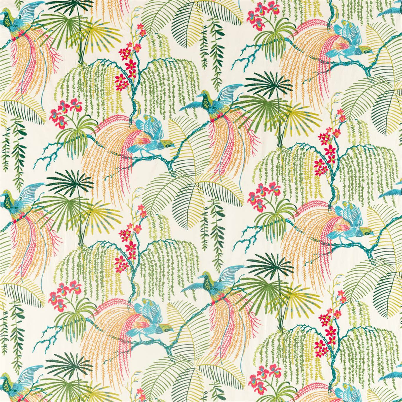 Rain Forest Embroidery Tropical Fabric By Sanderson