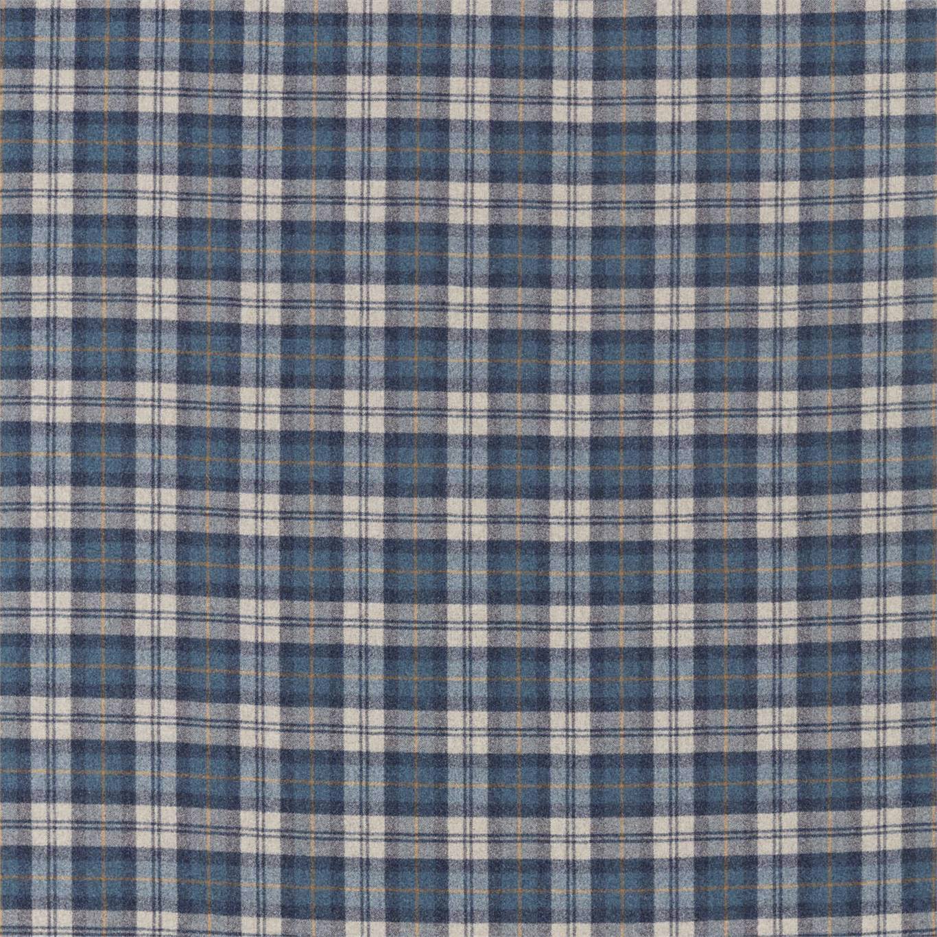 Fenton Check Indigo/Stone Fabric By Sanderson