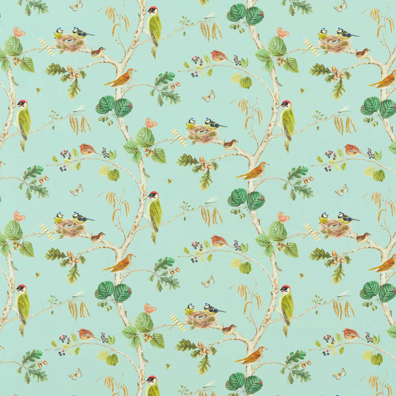 Woodland Chorus Sky Blue/Multi Fabric By Sanderson