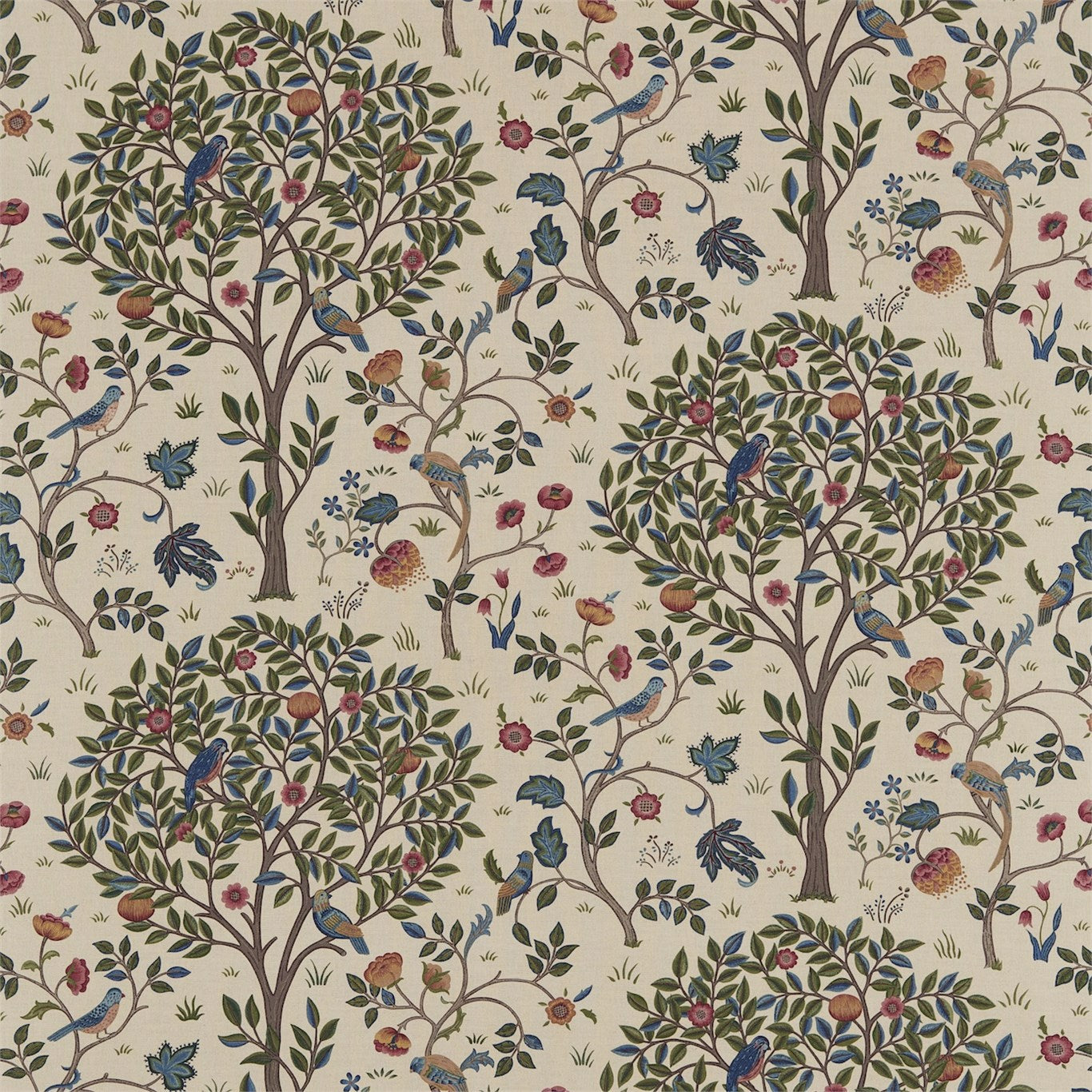 Kelmscott Tree 220327 Woad/Wine Fabric By Morris & Co