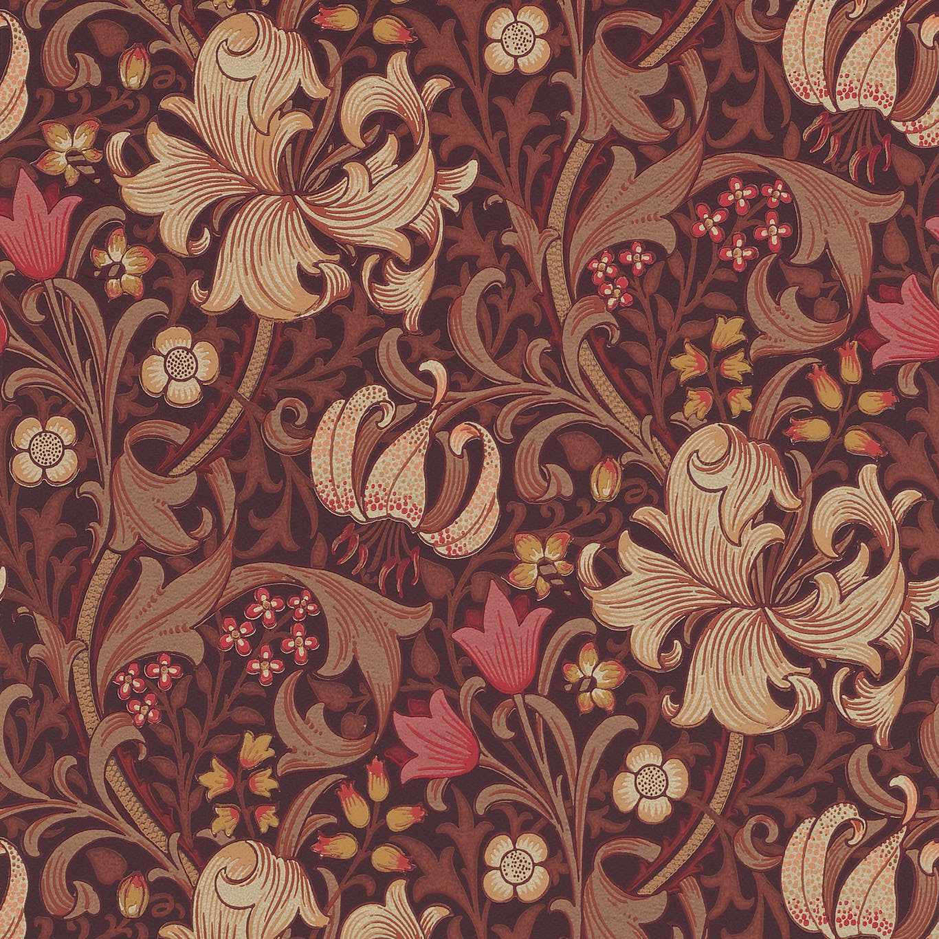 Golden Lily Fig/Burnt Orange Wallpaper DM6P210402 by Morris & Co