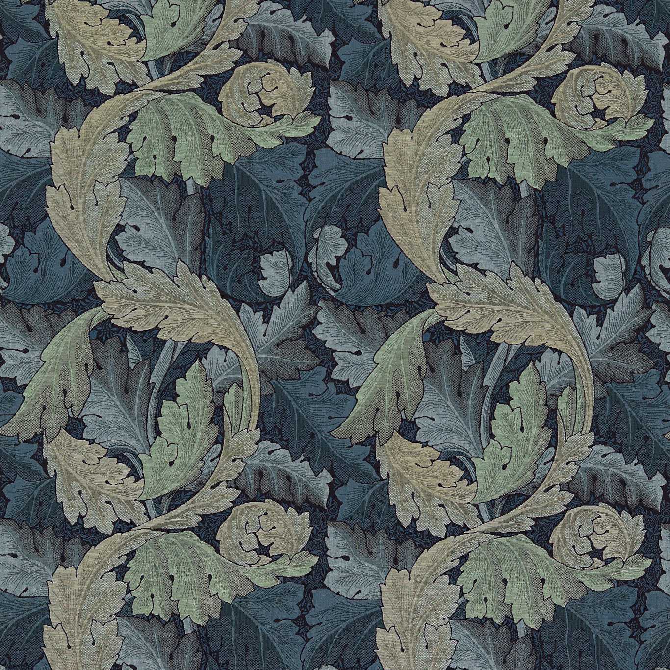 Acanthus Tapestry 230272 Indigo/Mineral Fabric By Morris & Co