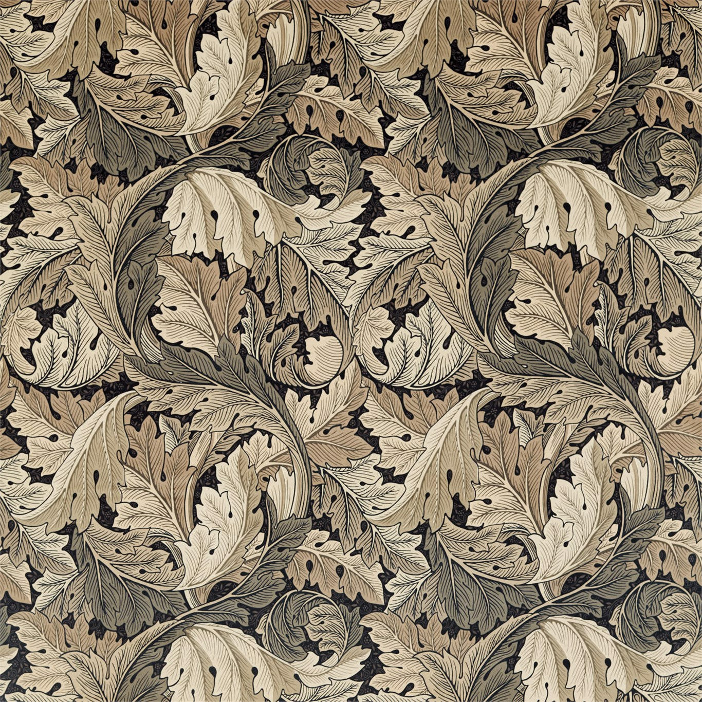 Acanthus Charcoal/Grey Fabric By Morris & Co