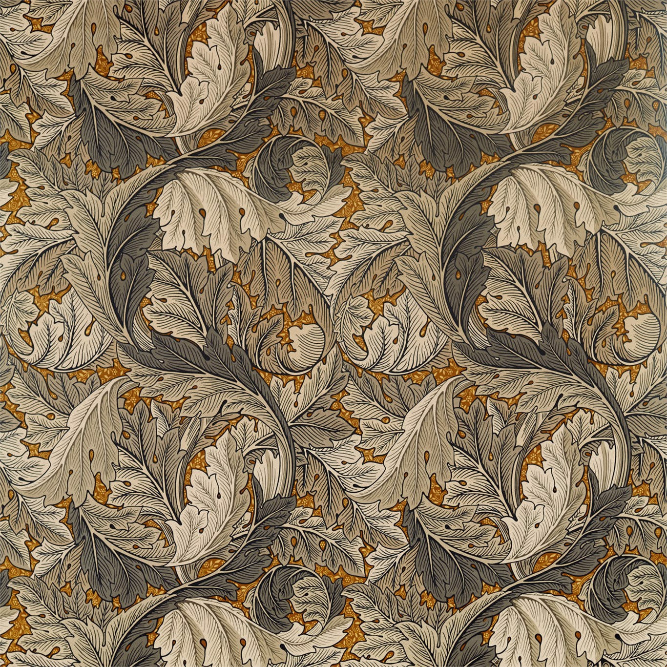 Acanthus Mustard/Grey Fabric By Morris & Co