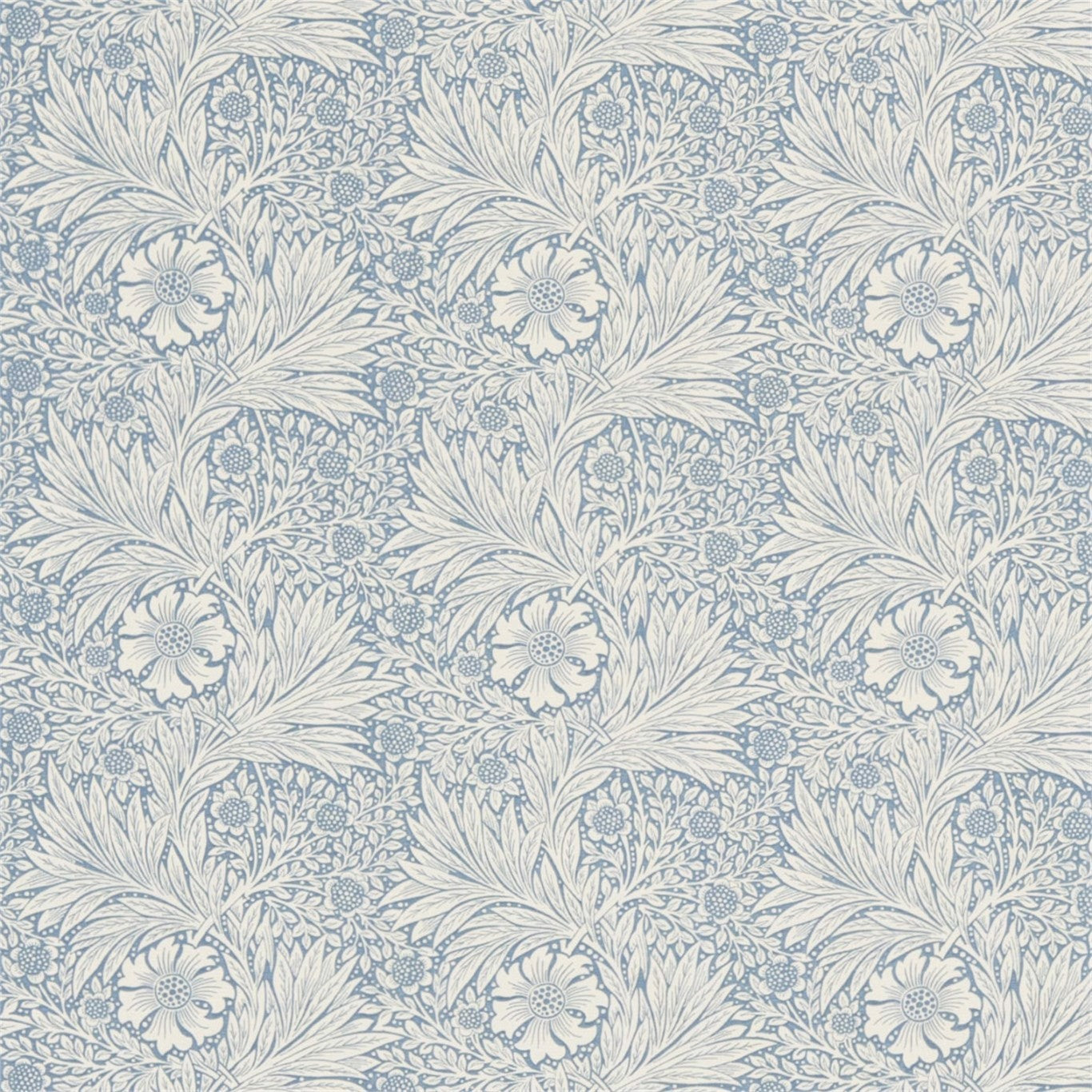 Marigold Blue/Ivory Fabric By Morris & Co