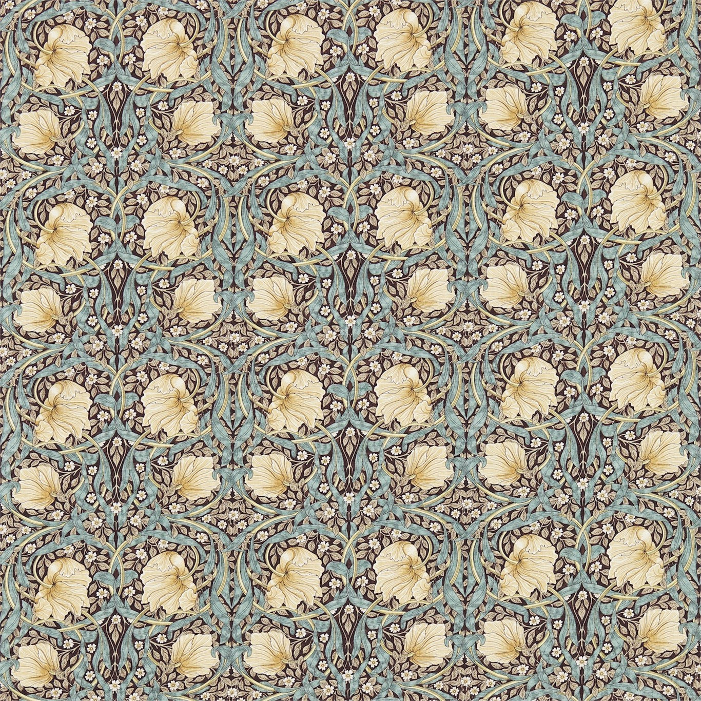 Pimpernel Bullrush/Slate Fabric By Morris & Co