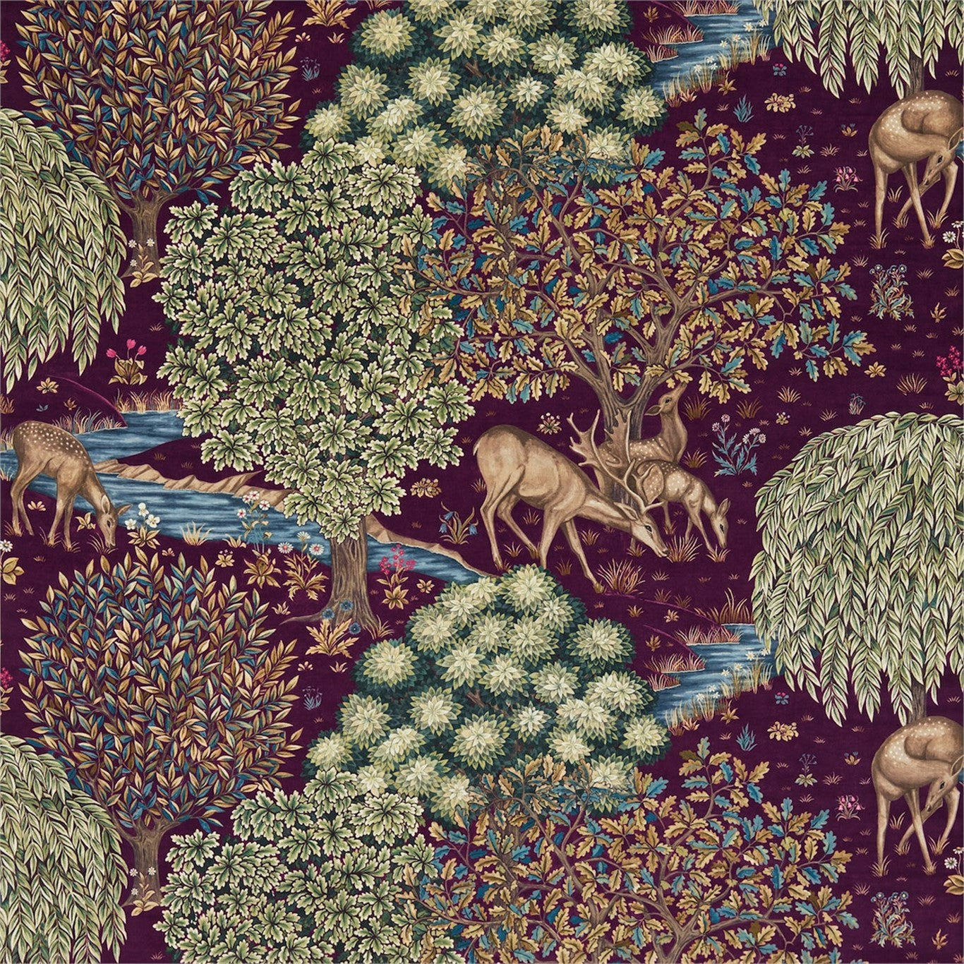 The Brook Tapestry Red Fabric By Morris & Co