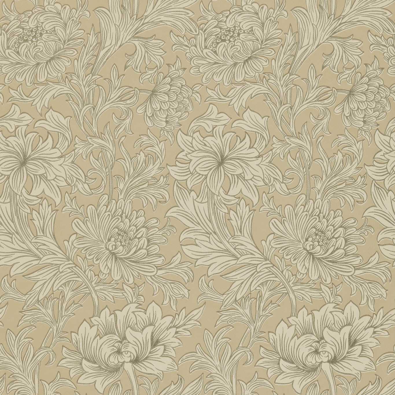 Chrysanthemum Toile Ivory/Gold Wallpaper DMCW210417 by Morris & Co