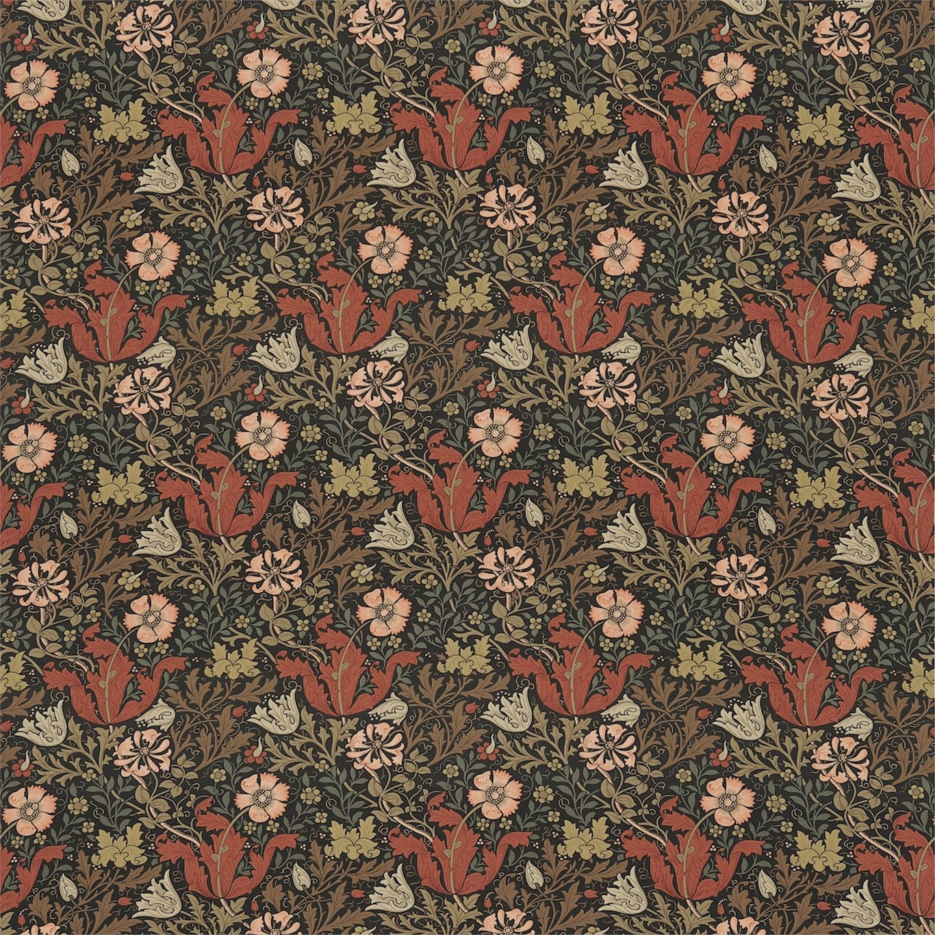 Compton DMFPCO202 Terracotta/Multi Fabric By Morris & Co