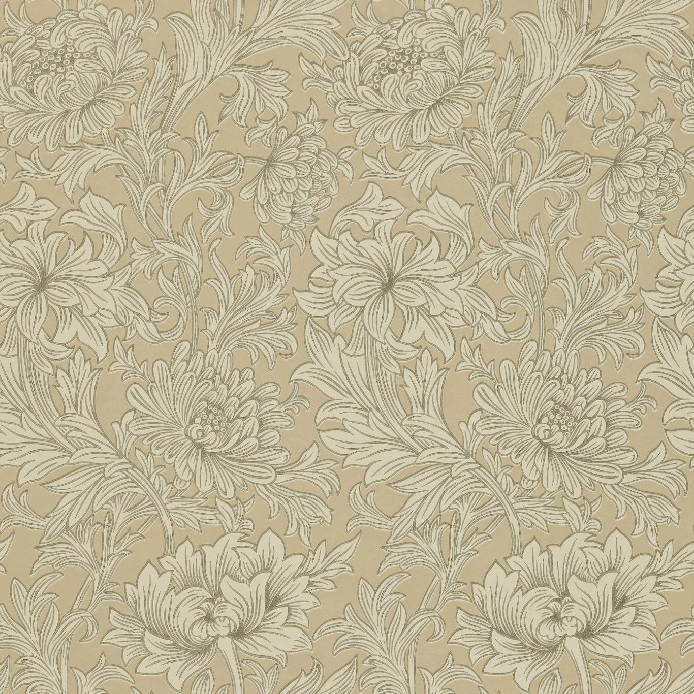 Chrysanthemum Toile Ivory/Gold Wallpaper DMOWCH103 by Morris & Co