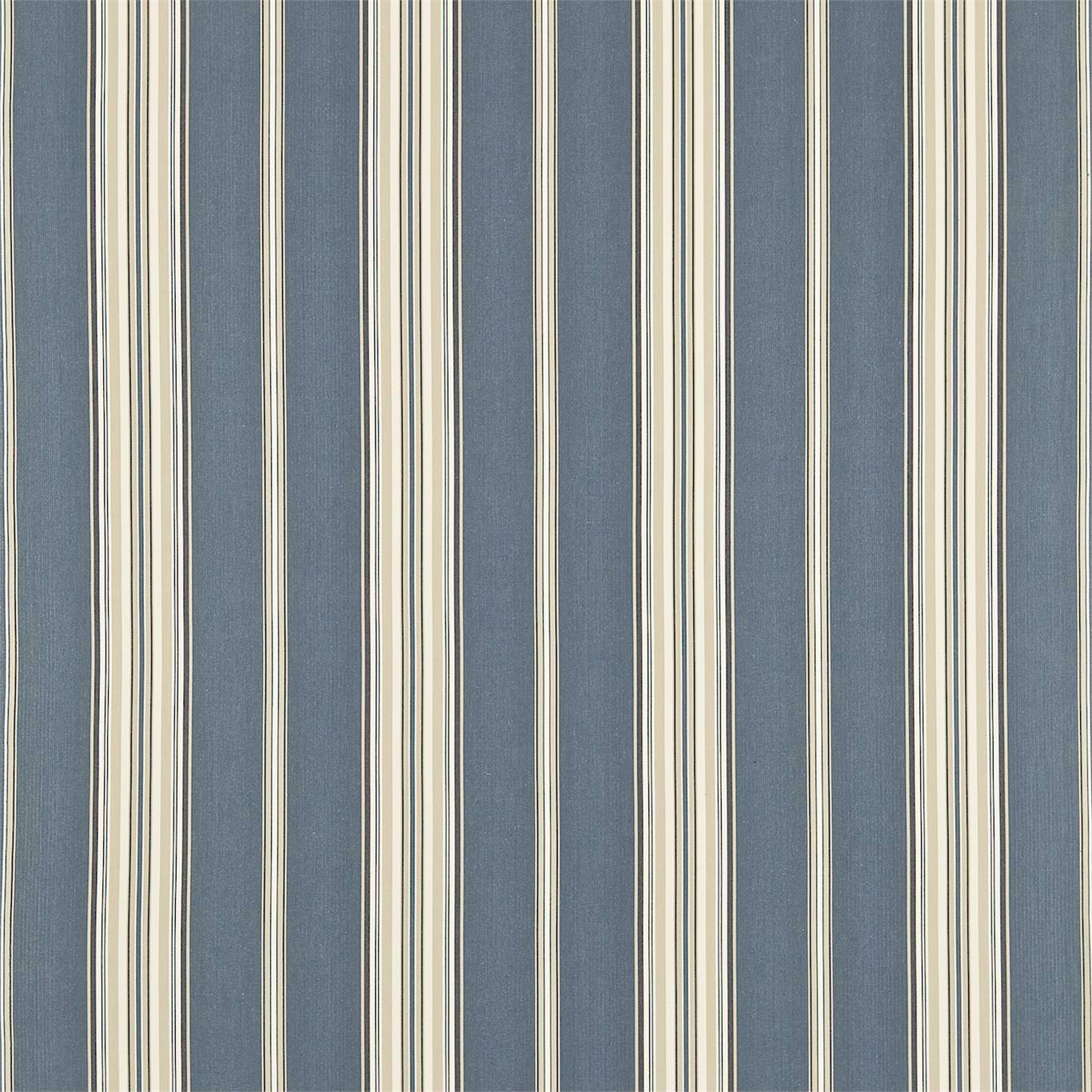 Saxon Indigo/Biscuit Fabric By Sanderson