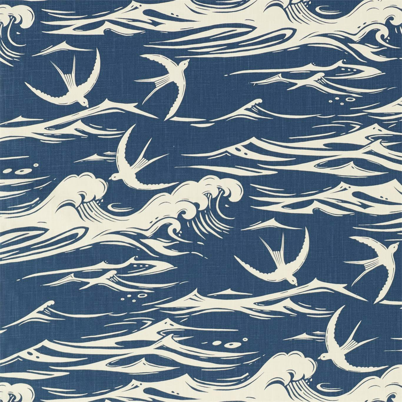Swallows at Sea Navy Fabric By Sanderson
