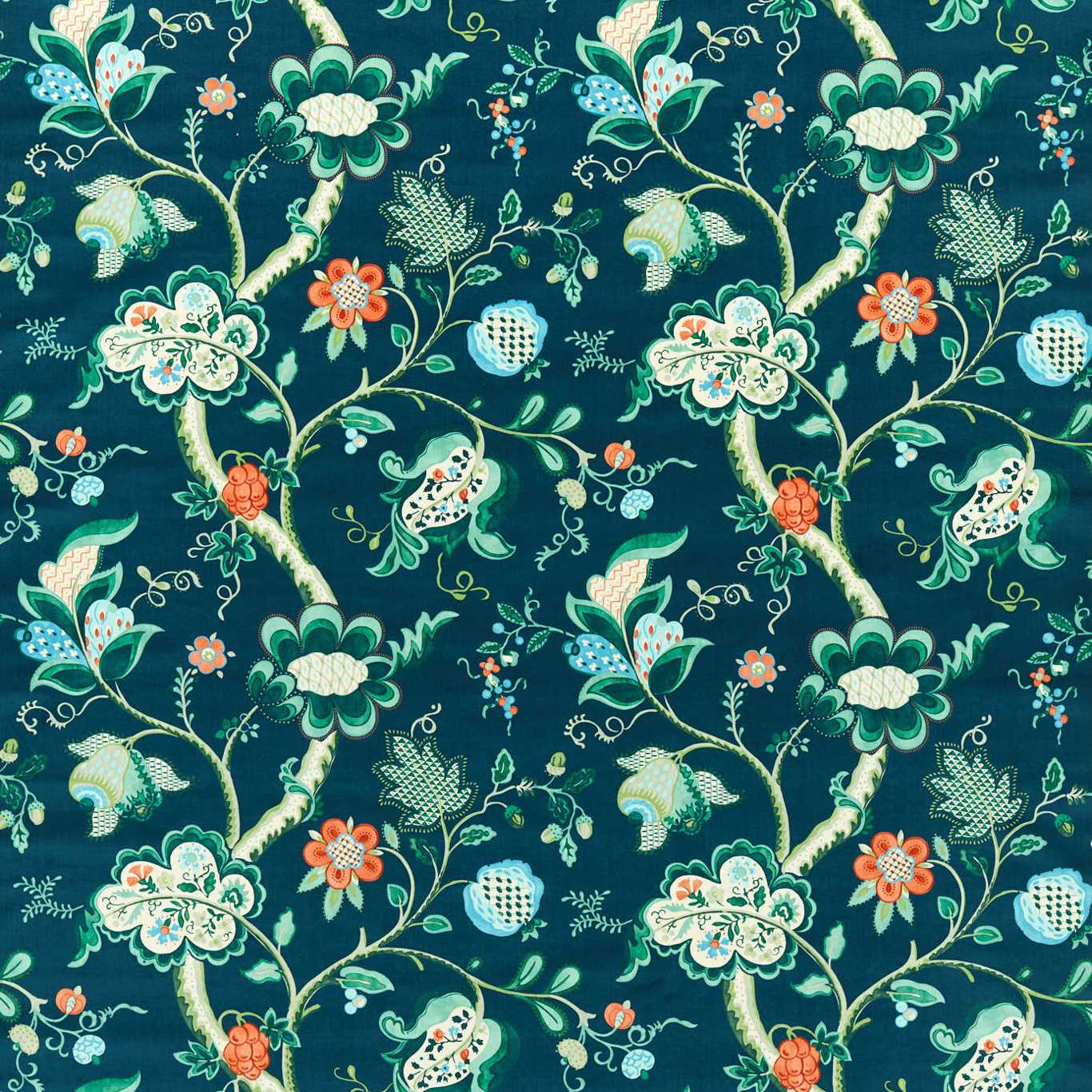 Roslyn Eucalyptus/Rowan Berry Fabric By Sanderson