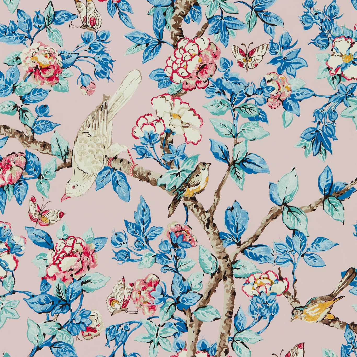 Caverley Rose/French Blue Wallpaper DOSW217035 by Sanderson