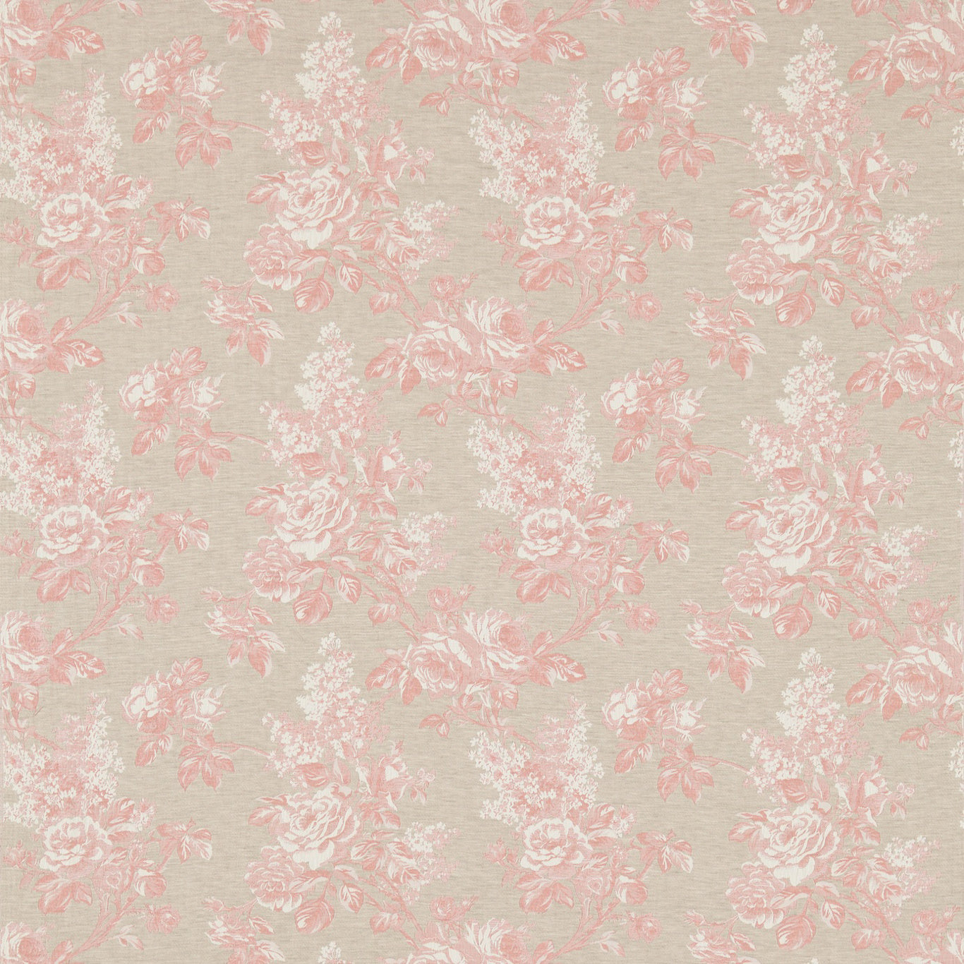 Sorilla Damask Shell Pink/Linen Fabric By Sanderson