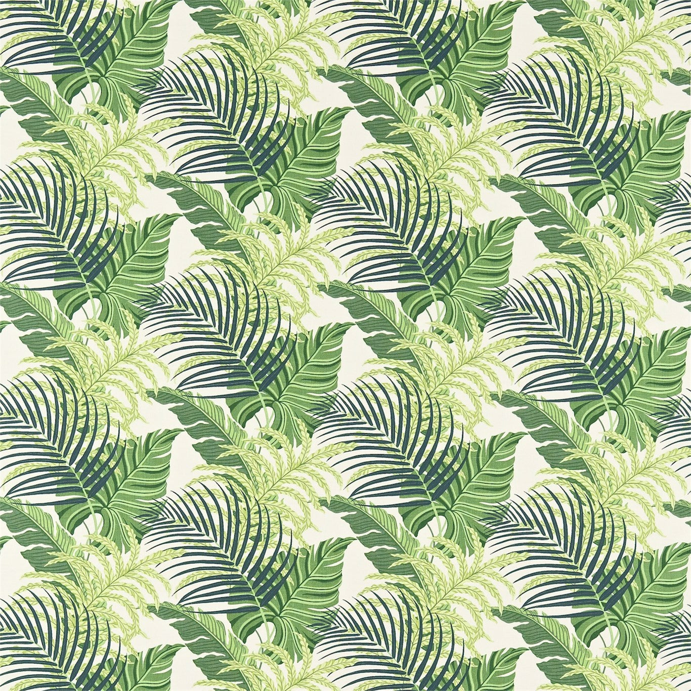 Manila Green/Ivory Fabric By Sanderson
