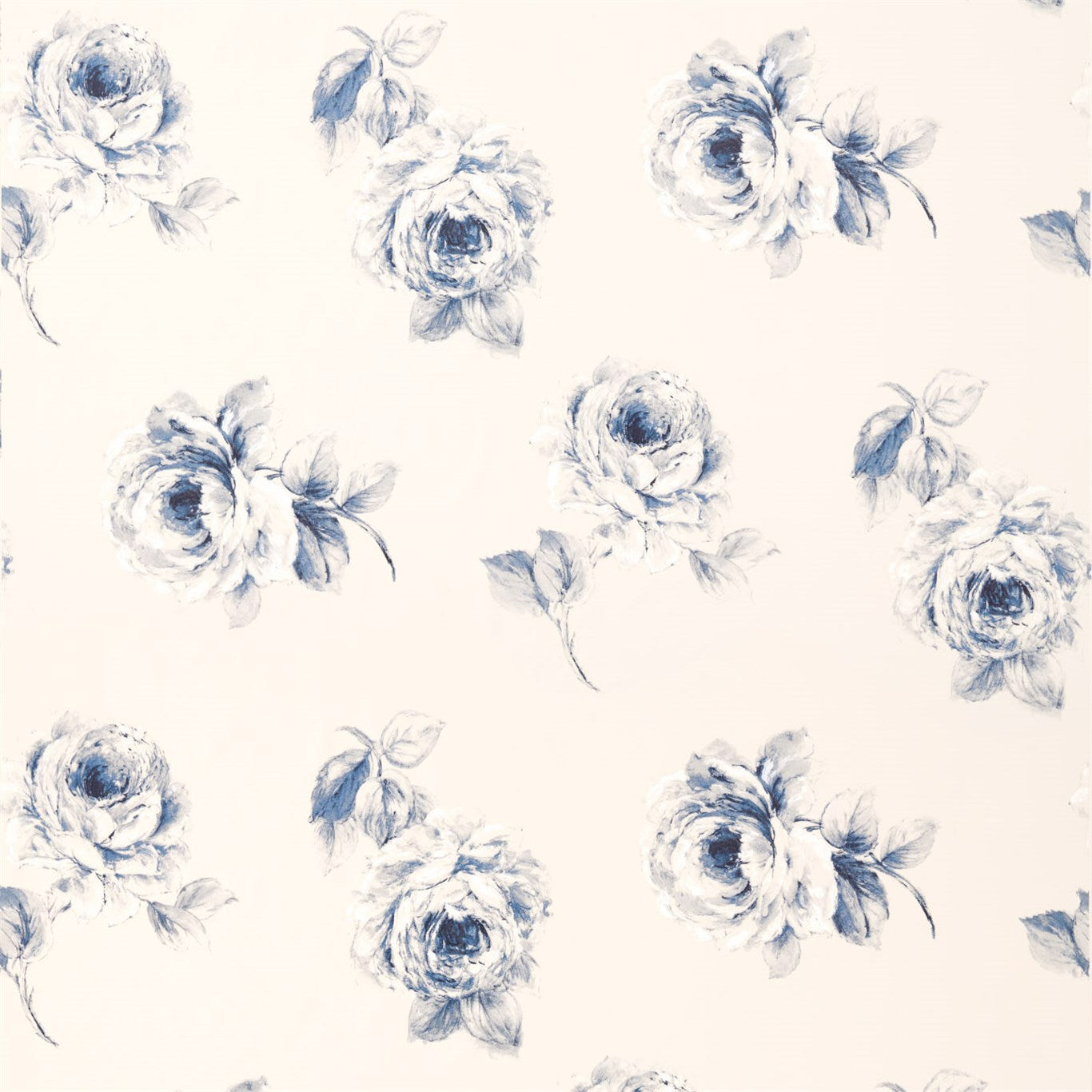 Rosa Indigo Fabric By Sanderson