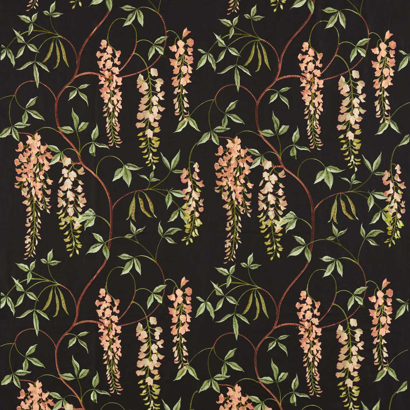 Laburnum Falls Ebony and Inkwood Fabric By Sanderson