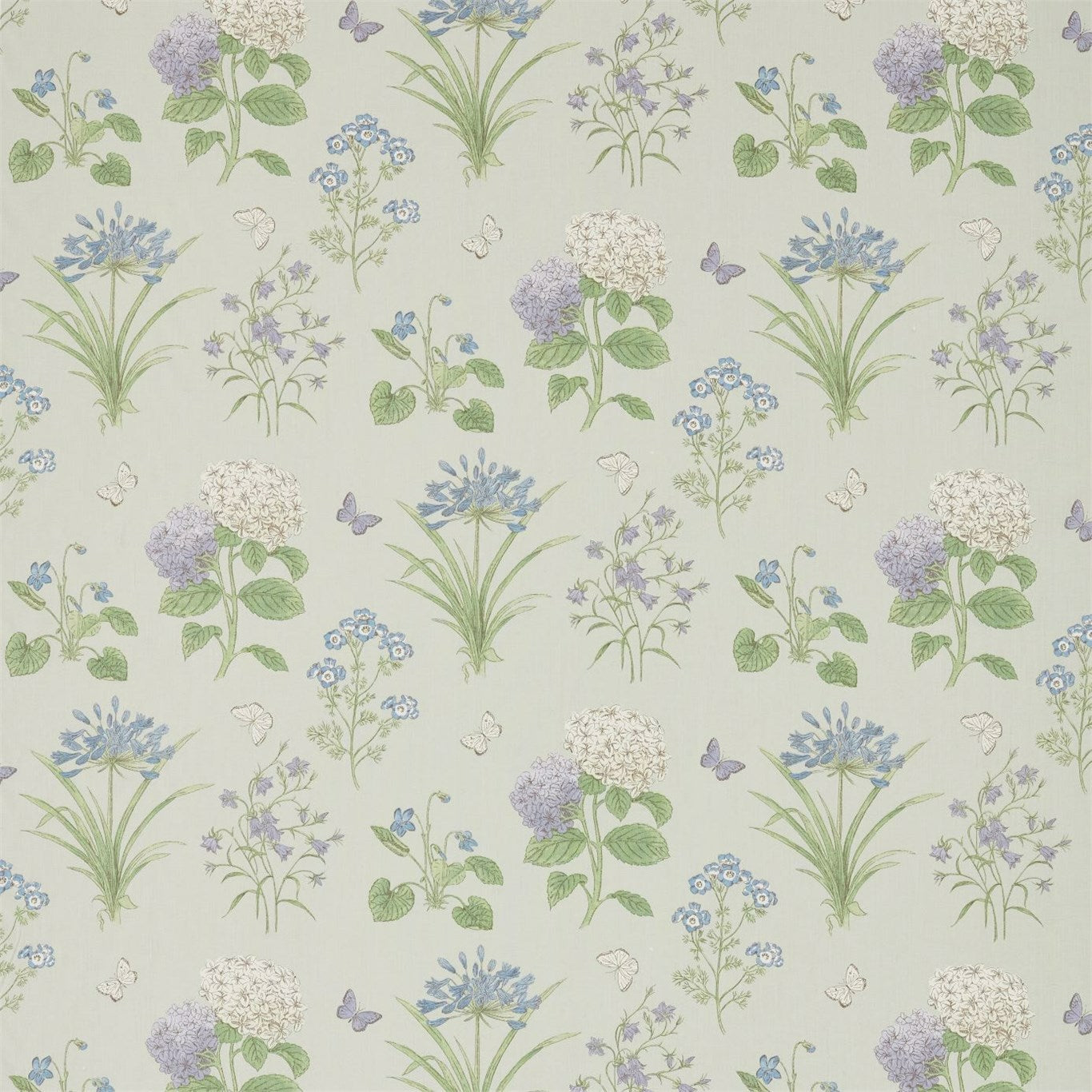 Harebells and Violets Sorrel/Sky Blue Fabric By Sanderson